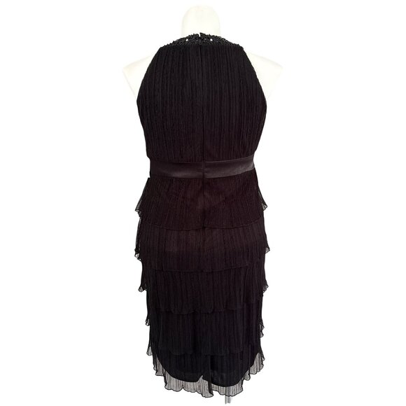 Jessica Howard Evenings NWT Black Tiered Keyhole Beaded Dress, Women's Size 14 - Picture 6 of 10